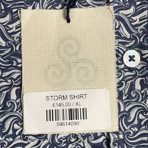 NWT Origen Man Storm LS Button Up Shirt Floral AOP Print Linen Blend Blue XL Men - Picture 4 of 11